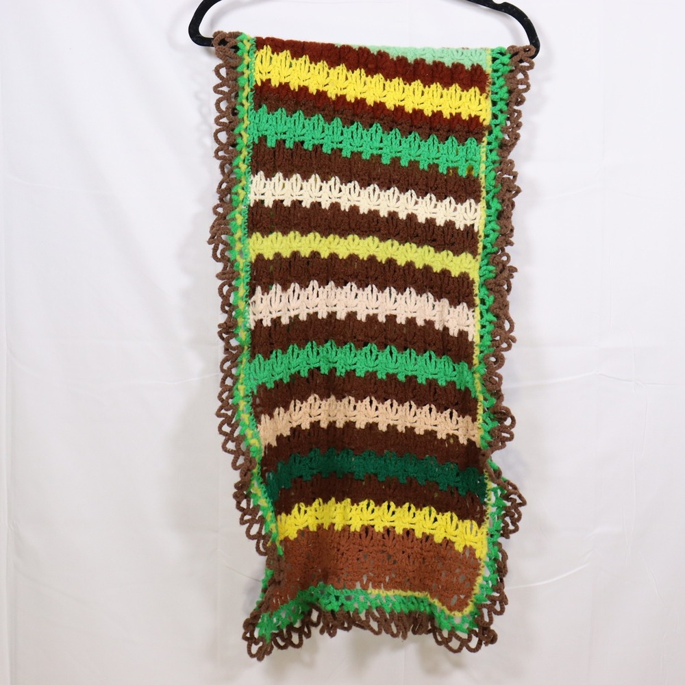 Handmade Crochet Scarf OS Multicolor Unisex Boho Granny Core Wrap